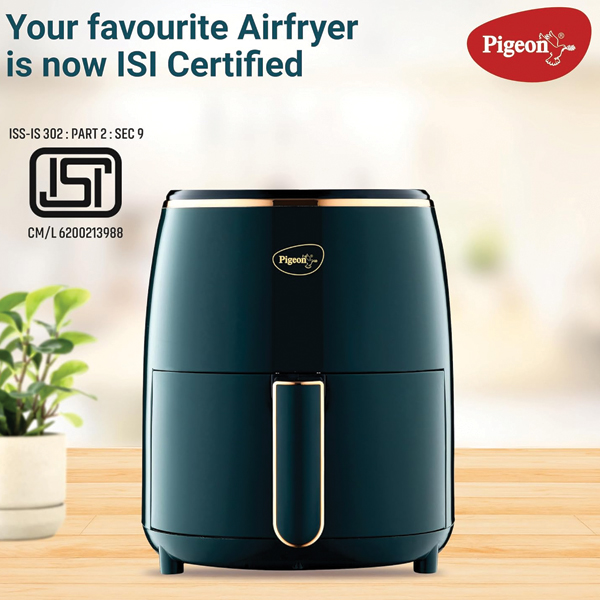 Pigeon Healthifry Digital with 360 High Speed Air Circulation Technology 1200 W with Non-Stick Basket - Green Air Fryer - Image 3