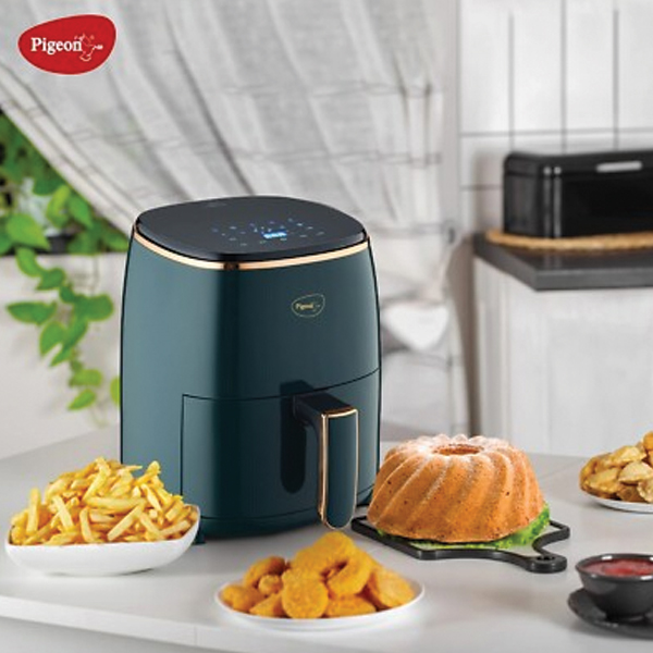 Pigeon Healthifry Digital with 360 High Speed Air Circulation Technology 1200 W with Non-Stick Basket - Green Air Fryer - Image 2